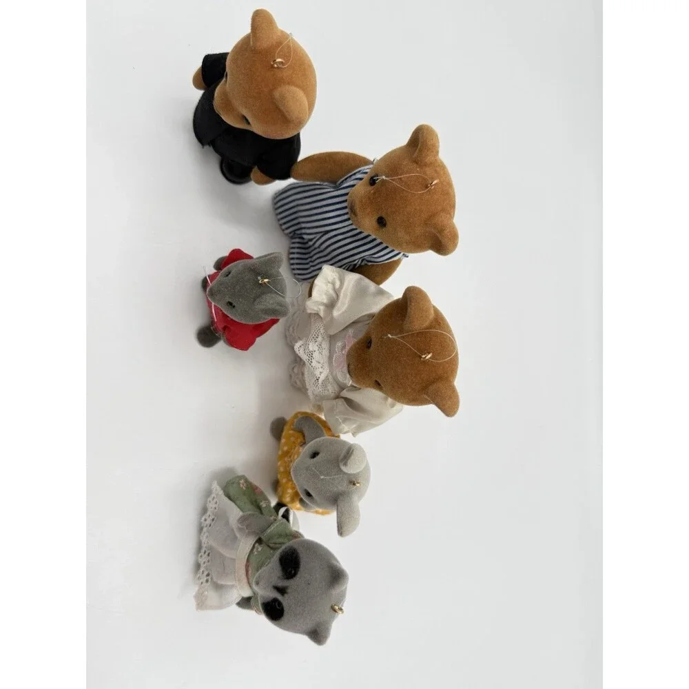 Vintage Sylvanian Families Calico‎ Critters Smocked Rare Handmade Ornaments